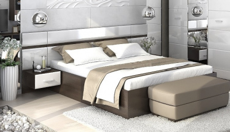 ВЕГАС кровать 1400 (венге/белый глянец) от магазина Мебельвозов в Нижнем Новгороде