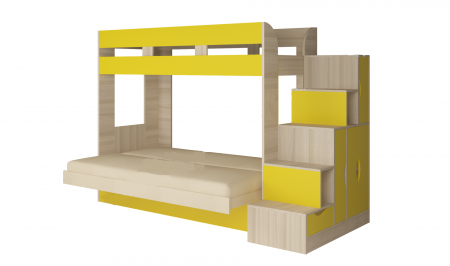Кровать диван 2-х этажная Карамель 75-01 (Ясень анкор светлый/желтый) детальное изображение от магазина mebelvozov.ru в Нижнем Новгороде