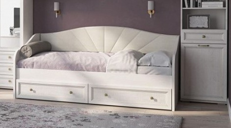 "Александрия" КР-106 Кровать 0,9 м с настилом ЛДСП и мягким щитом ЩМ-106 детальное изображение от магазина mebelvozov.ru в Нижнем Новгороде