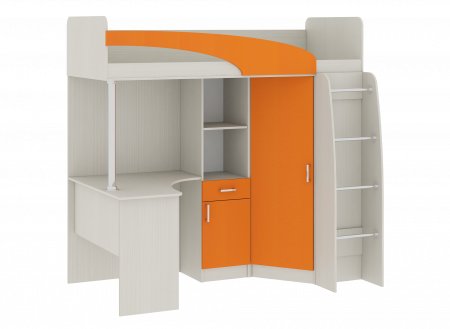 Кровать-чердак со столом Карамель 77-01 Анкор светлый Оранжевый детальное изображение от магазина mebelvozov.ru в Нижнем Новгороде