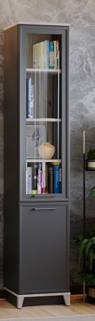 Aurelio 10 (гостиная) Шкаф для книг (модуль 152), Антрацит-Блеквуд Сатиновый от компании Мебельвозов