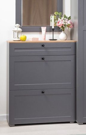 Остин Тумба для обуви 16.121 (серый графит/дуб вотан) от магазина Мебельвозов в Нижнем Новгороде