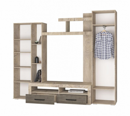 Стенка в гостиную Марсель-4 (дуб эндгрейн/ясень анкор темный) от интернет магазина Mebelvozov в Нижнем Новгороде