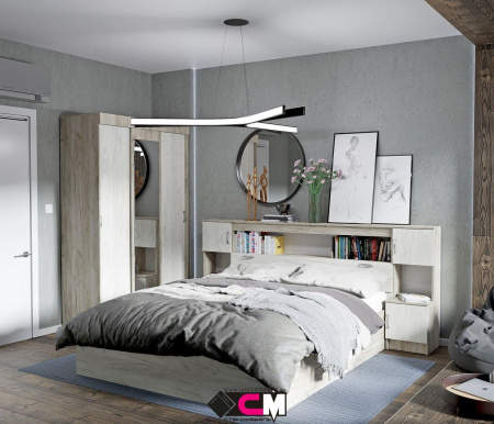 Модульная спальня Басса (ДУБ КРАФТ БЕЛЫЙ/ДУБ КРАФТ СЕРЫЙ) Комплект 1 от магазина Мебельвозов в Нижнем Новгороде