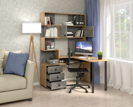 Компьютерный стол СК-10 (дуб крафт золотой/ателье светлое) детальное изображение от магазина mebelvozov.ru в Нижнем Новгороде