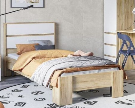 ХЕЛЕН КР 01 Кровать 900 (БЕЛЫЙ/ДУБ КРАФТ ЗОЛОТО) от магазина Мебельвозов в Нижнем Новгороде