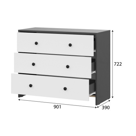 Комод 3 ящика Дольче (Графит, Белый) от магазина Мебельвозов в Нижнем Новгороде