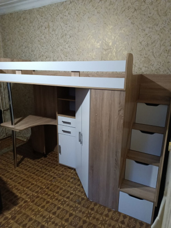 Кровать-чердак Карамель 77-03 (Дуб сонома/белый) детальное изображение от магазина mebelvozov.ru в Нижнем Новгороде