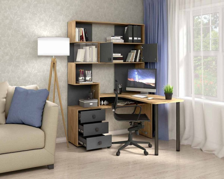 Компьютерный стол СК-10 (дуб крафт золотой/графит) детальное изображение от магазина mebelvozov.ru в Нижнем Новгороде