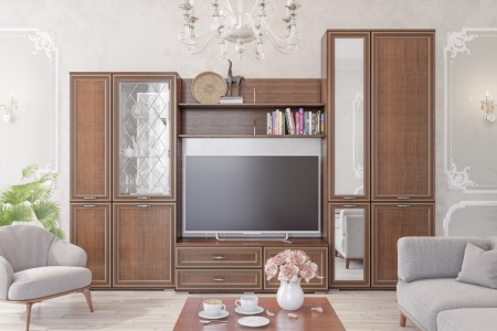 Модульная гостиная Ливорно (орех донской). Комплект 1 от Mebelvozov в Нижнем Новгороде