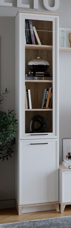 Aurelio 10 (гостиная) Шкаф для книг (модуль 153), Белый-Блеквуд Сатиновый от компании Мебельвозов