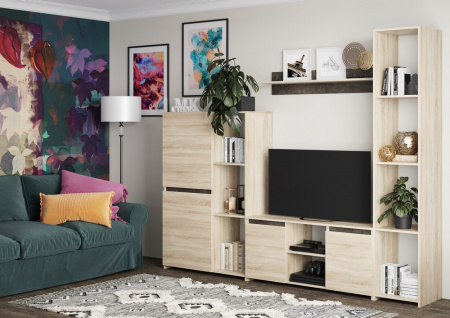 МИЛАНО-5 НМ Стенка (Дуб сонома/ателье темное) от интернет магазина Mebelvozov в Нижнем Новгороде