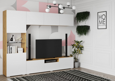 СТЕНФОРД НМ Стенка МДФ (Дуб крафт золотой/Белый матовый) от интернет магазина Mebelvozov в Нижнем Новгороде