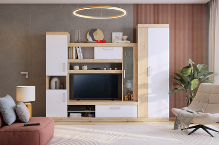 МОДУЛЬНАЯ СТЕНКА "МАКСИ" (дуб сонома/белое дерево) от Mebelvozov в Нижнем Новгороде