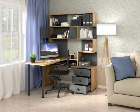 Компьютерный стол СК-10 (дуб крафт золотой/графит) детальное изображение от магазина mebelvozov.ru в Нижнем Новгороде