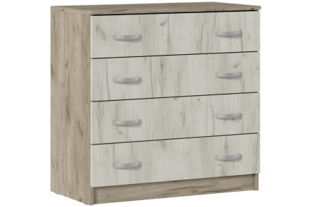 БАССА КМ 554 комод 4 ящика (ДУБ КРАФТ БЕЛЫЙ/ДУБ КРАФТ СЕРЫЙ) от магазина Мебельвозов в Нижнем Новгороде