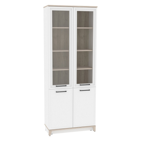 Aurelio 8 (гостиная) Шкаф для книг (модуль 178), Белый-Блеквуд Сатиновый от компании Мебельвозов