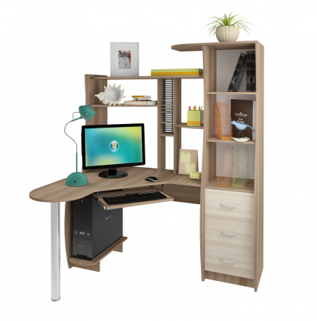 Стол компьютерный Интел-9 (Ясень Шимо темный/ светлый) от магазина Мебельвозов в Нижнем Новгороде