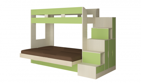 Кровать диван 2-х этажная Карамель 75-01 (Ясень анкор светлый/Зеленый) детальное изображение от магазина mebelvozov.ru в Нижнем Новгороде