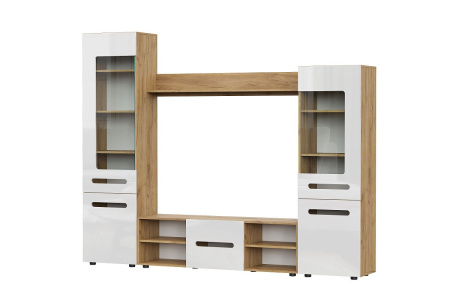 Стенка в гостиную "МГС 6" Исполнение 1 (Дуб золотой / Белый глянец) от интернет магазина Mebelvozov в Нижнем Новгороде