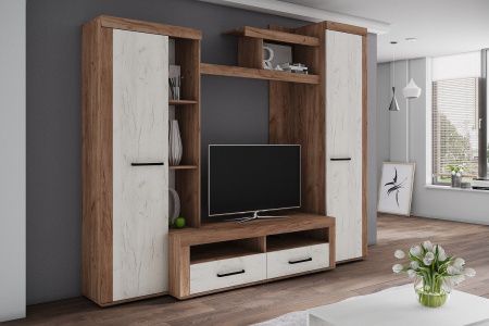 Гостиная Марсель-4 (дуб крафт табачный/дуб крафт белый) от интернет магазина Mebelvozov в Нижнем Новгороде