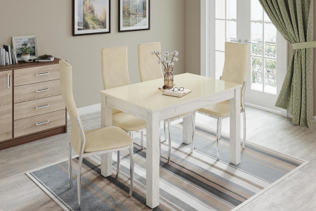 Стол обеденный раскладной 1000х600 мм Бруно (Крафт белый/Лакобель ваниль) от магазина Мебельвозов в Нижнем Новгороде