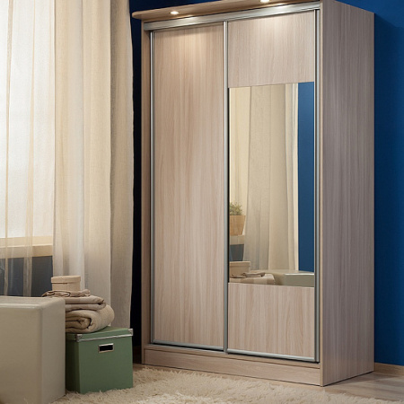 Шкаф-купе 3 Simple без карниза (Ясень шимо светлый) от компании Мебельвозов в Нижнем Новгороде