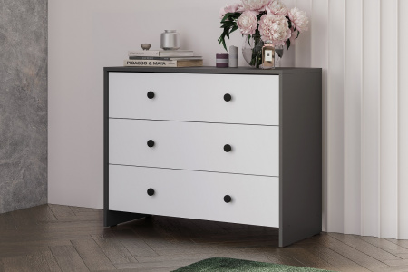 Комод 3 ящика Дольче (Графит, Белый) от магазина Мебельвозов в Нижнем Новгороде