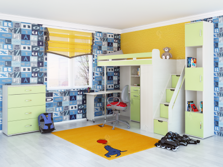 Кровать-чердак Карамель 77-03(Анкор светлый/Оранжевый) детальное изображение от магазина mebelvozov.ru в Нижнем Новгороде