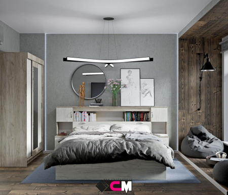 Модульная спальня Басса (ДУБ КРАФТ БЕЛЫЙ/ДУБ КРАФТ СЕРЫЙ) Комплект 1 от магазина Мебельвозов в Нижнем Новгороде