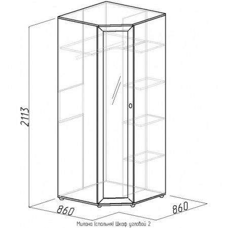 Шкаф угловой 2 "Милана" (с зеркалом) от компании Мебельвозов в Нижнем Новгороде