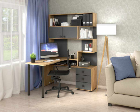 Компьютерный стол СК-10 (дуб крафт золотой/графит) детальное изображение от магазина mebelvozov.ru в Нижнем Новгороде