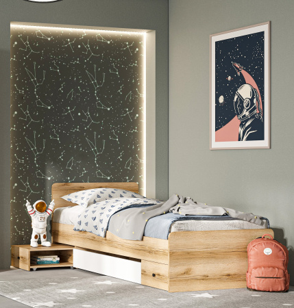 КИВИ КР-01 Кровать 900 с двумя выкатными тумбами и ящиком детальное изображение от магазина mebelvozov.ru в Нижнем Новгороде