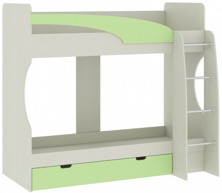 Кровать-чердак Карамель 77-02(Анкор светлый/Зеленый) детальное изображение от магазина mebelvozov.ru в Нижнем Новгороде