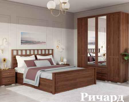 Шкаф двухстворчатый с зеркалом РШ-24 Ричард (орех донской) от компании Мебельвозов в Нижнем Новгороде