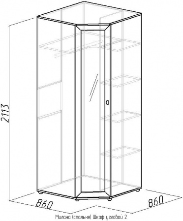 Шкаф угловой 2 с зеркалом Милана (Орех) от компании Мебельвозов в Нижнем Новгороде