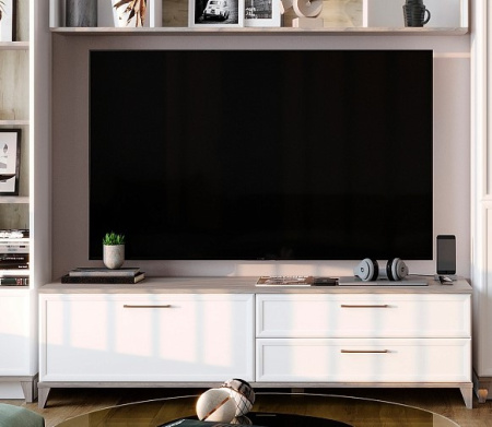 Aurelio 3 (гостиная) Тумба ТВ (модуль 168), Белый-Блеквуд Сатиновый от интернет магазина Mebelvozov в Нижнем Новгороде