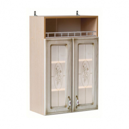 Шкаф-витрина навесной с открытой полкой 600 Анжелика (высота 920) фото от Мебельвозов в Нижнем Новгороде