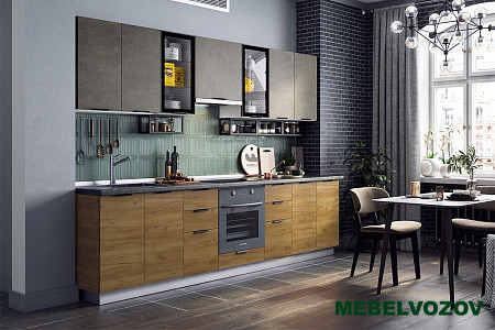 Кухонный гарнитур Стоун 3000 (белый/камень темно-серый/акация светлая) от магазина Мебельвозов в Нижнем Новгороде