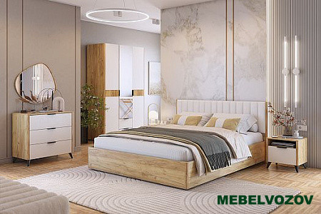 Адам Шкаф трехдверный с зеркалом (дуб крафт золотой/белое дерево) от компании Мебельвозов в Нижнем Новгороде