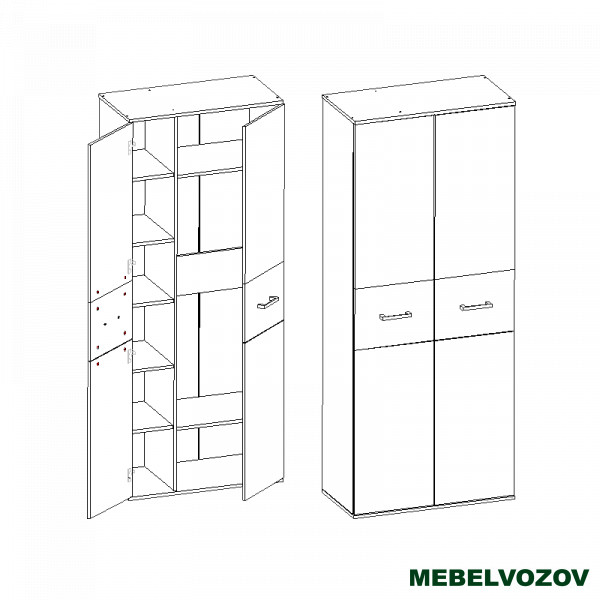 Шкаф в гостинную двухдверный Сити 32 от компании Мебельвозов в Нижнем Новгороде