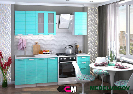 Кухонный гарнитур Линда 1600 (бирюза металлик) от магазина Мебельвозов в Нижнем Новгороде