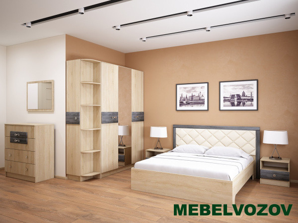 фото Спальня Мадлен Комплект 2 (Дуб Сонома/Дуб Шале серебро) от магазина Мебельвозов в Нижнем Новгороде Спальня Мадлен Комплект 2 (Дуб Сонома/Дуб Шале серебро) от магазина Мебельвозов в Нижнем Новгороде
