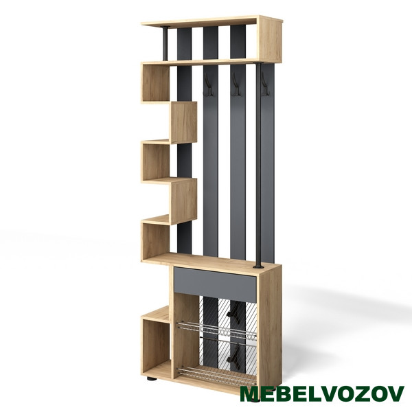 Вешалка в Прихожую "Мини-Лайт" МЛ-1 (графит/дуб крафт золотой) от магазина Мебельвозов в Нижнем Новгороде
