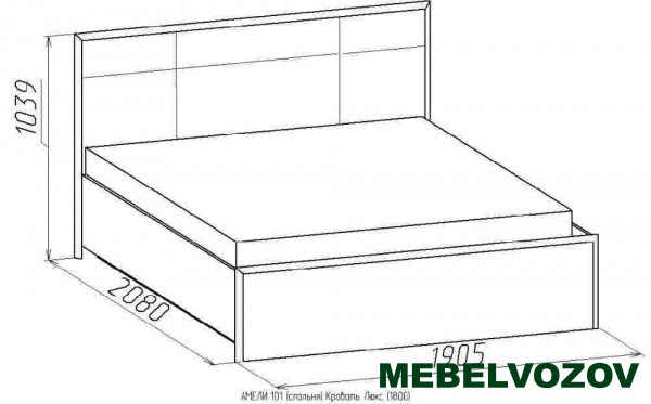 Кровать двуспальная ЛЮКС 1800 АМЕЛИ 101 без основания, без матраса (Венге) от магазина Мебельвозов в Нижнем Новгороде