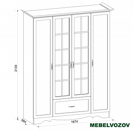 Шкаф четырехдверный в спальню Латте 4 от компании Мебельвозов в Нижнем Новгороде