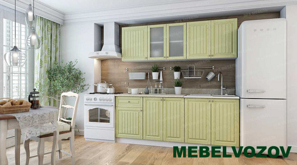 Кухонный гарнитур Хозяюшка 2,0м (белый/фисташка) от магазина Мебельвозов в Нижнем Новгороде