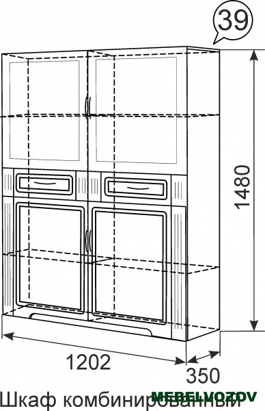 Витрина для гостиной 39 «Виктория» Шкаф комбинированный от Mebelvozov в Нижнем Новгороде