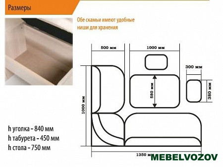 Кухонный Уголок Тюльпан Венге/Крем  от магазина Мебельвозов в Нижнем Новгороде