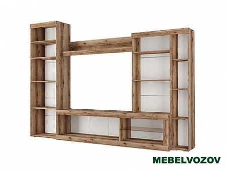 Стенка в гостиную Бастон (дуб делано/черный глянец) от интернет магазина Mebelvozov в Нижнем Новгороде